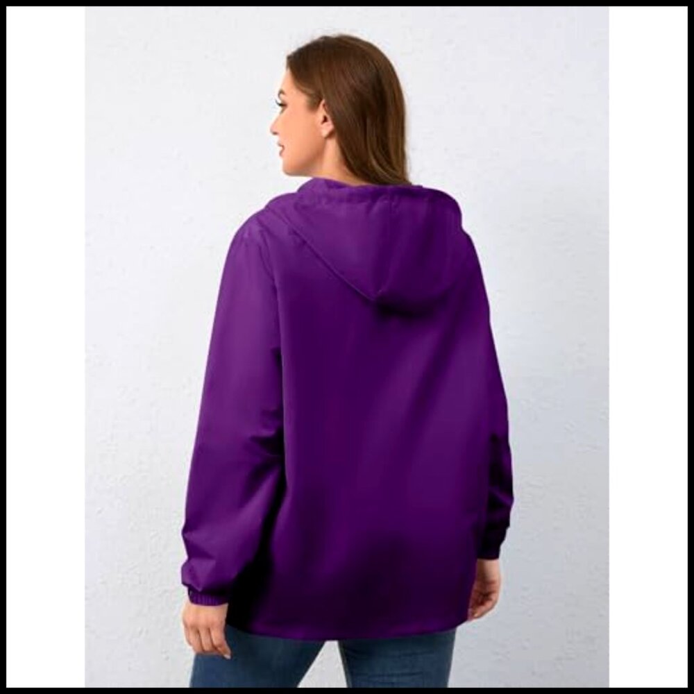 Plus Size Packable Rain Jacket Waterproof Windbre… - image 3